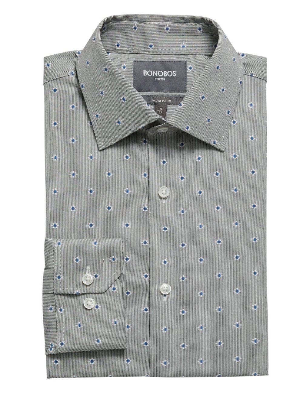 Bonobos Stretch Tailored Slim Fit Long Sleeve Button-Down Dress Shirt 15 33